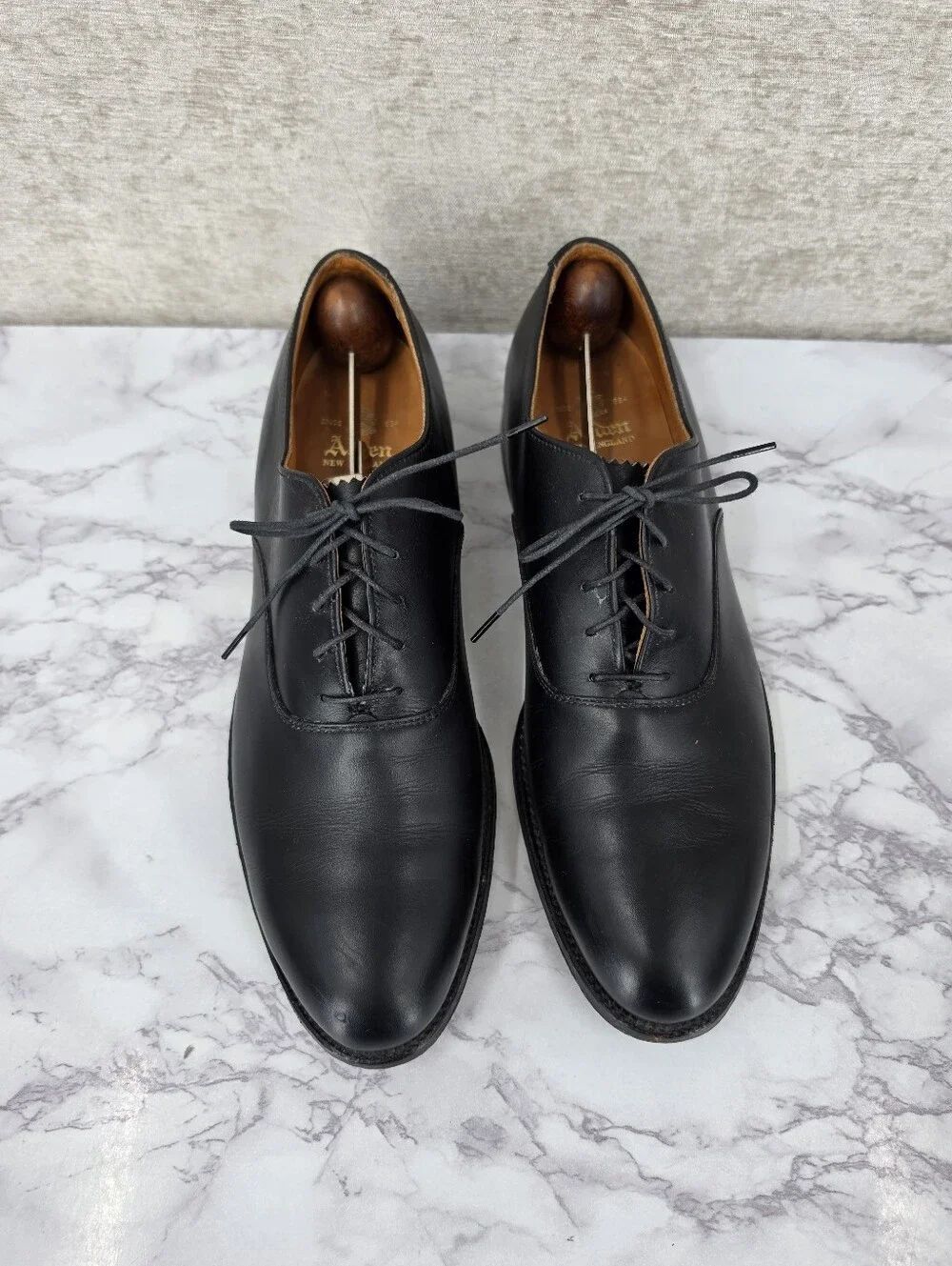 Alden 932 Plain Toe Bal Oxford Black Calf Leather Oxford Dress Shoes - Men